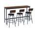 Industrial Bar Table Set with 3 Stools - Rustic Brown & Black, 63" Kitchen Breakfast Table - Minihomy