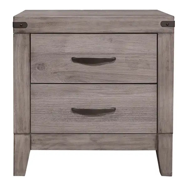 Brown Nightstand with 2 Drawers - Melamine Laminate Bedside Table - Minihomy