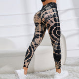 Tie Dye Printed Yoga Pants Women Seamless High Waist Hip Lifting Fitness Running Sports Leggings