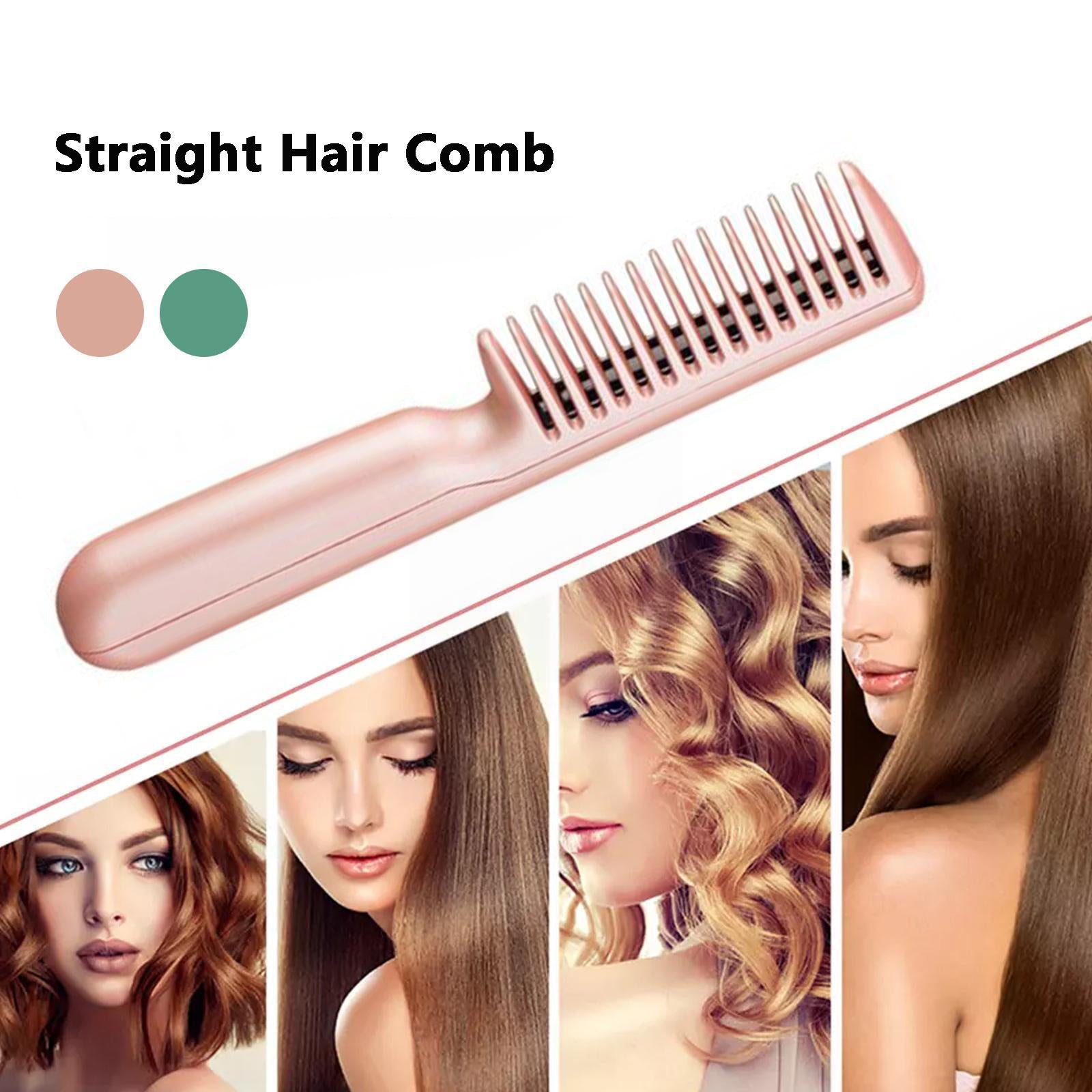 2-in-1 Wireless Hair Straightener & Curler - Portable USB Charging, Negative Ion Smoothing Comb Brush