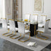 Modern Minimalist Glass Dining Table & Chair Set (6-8 People) - Tempered Glass Top, MDF Legs - Minihomy