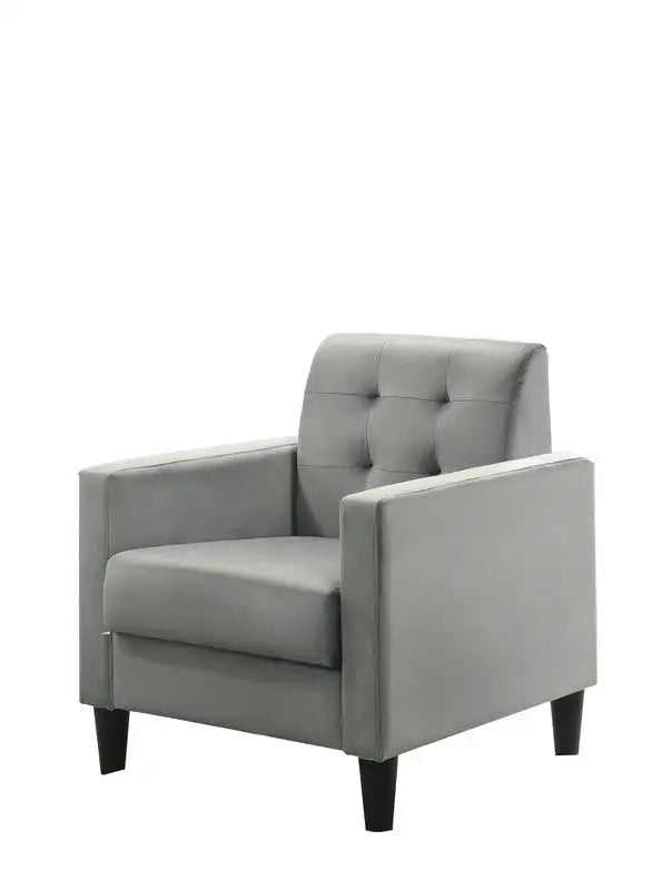 Hale Light Gray Velvet Accent Armchair - 27.5" Tufted