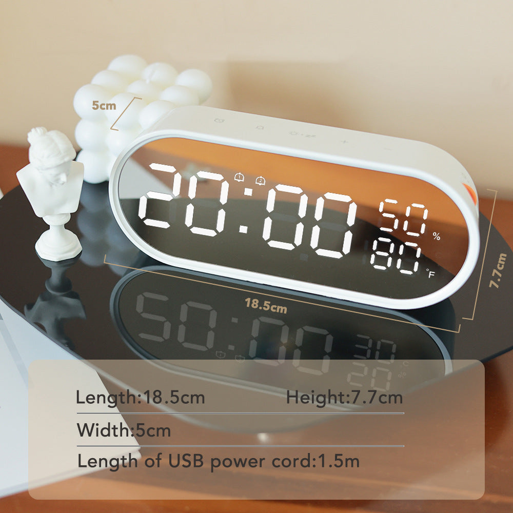 LED Alarm Clock Mirror Touch Temperature And Humidity Electronic Clock