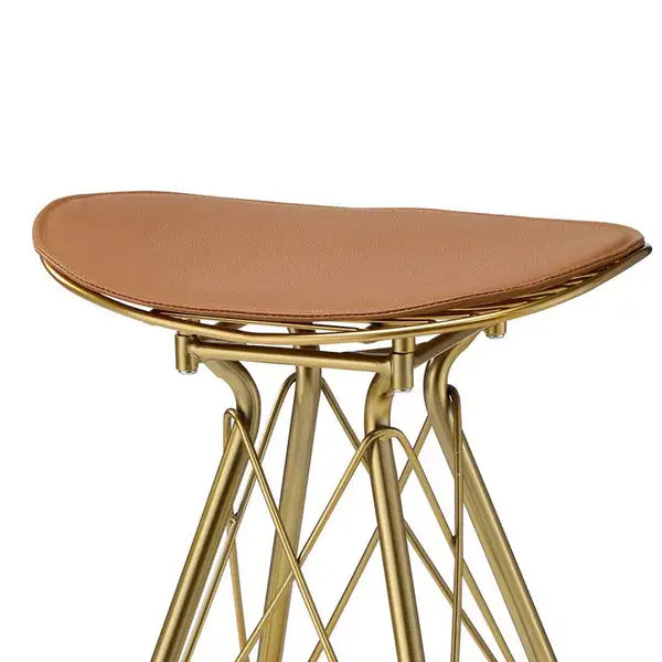 Gold Metal Barstools, Backless with Flared Legs, Set of 2 - Minihomy