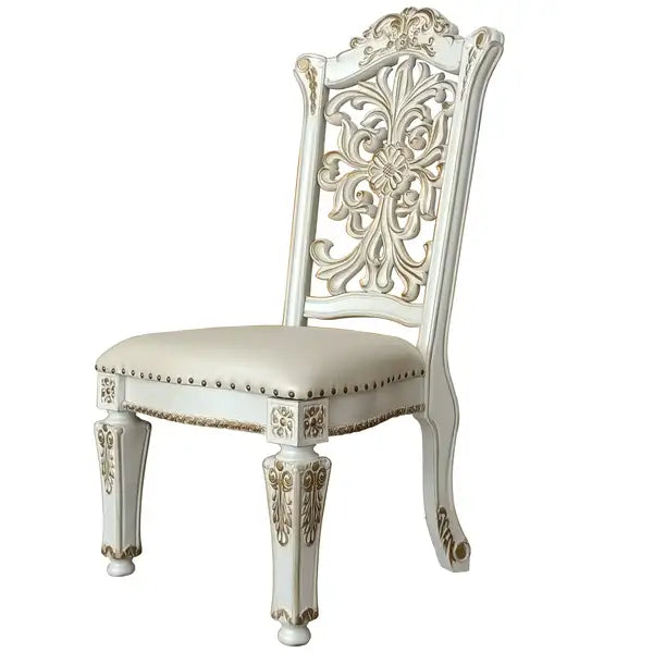 Ivory & Antique Pearl Side Chairs with Nailhead Trim (Set of 2)