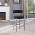 Modern Sherpa Counter Height Stools Set of 2 - Black - Brushed Brass Legs - Footrest - Minihomy