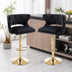 Black Velvet Bar Stools with Back & Footrest - Counter Height - Set of 2 - Minihomy