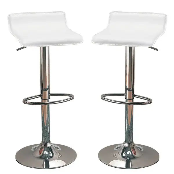 White Backless Bar Stools (Set of 2) - Modern Counter Height Seating