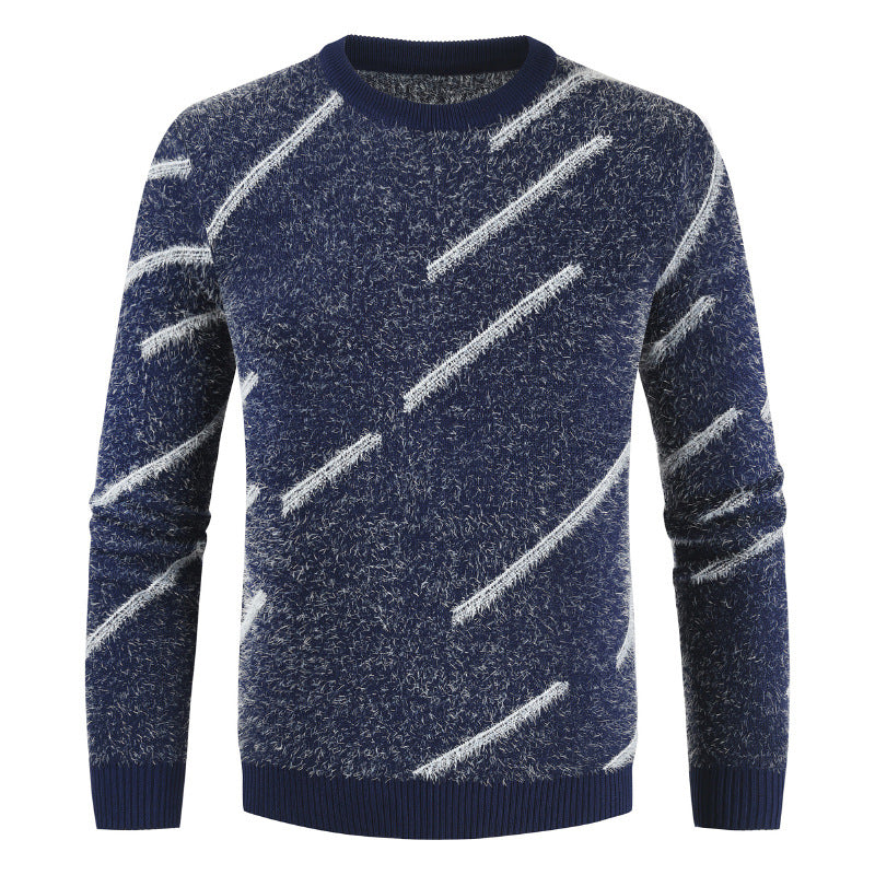 Round Neck Slim Mohair Sweater For Men