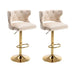 Beige Velvet Bar Stools with Back & Footrest - 2-Piece Set - Counter Height - Minihomy