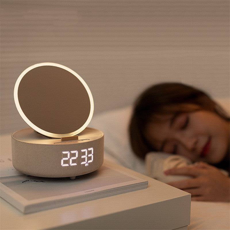 Mirror Wireless Charger Alarm Clock Bluetooth Speaker LED Night Light Smart Digital Clock Loudspeaker For Phone Charger
