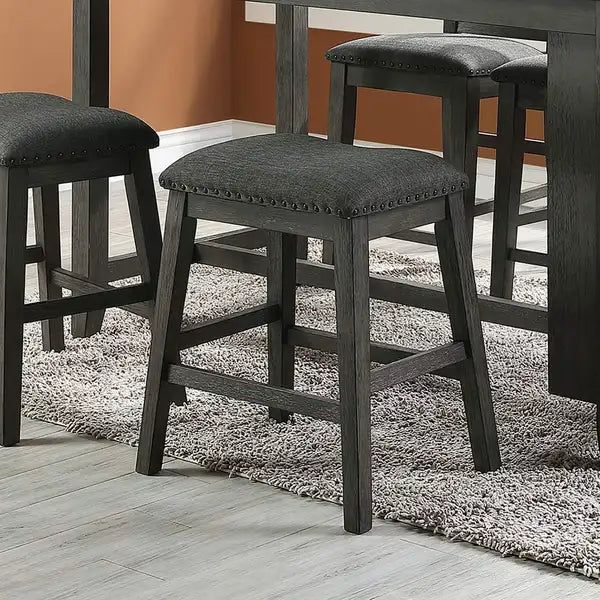 Modern Counter Height Dining Chairs Set of 2, Grey Wooden Stools with Foam Cushions - Minihomy