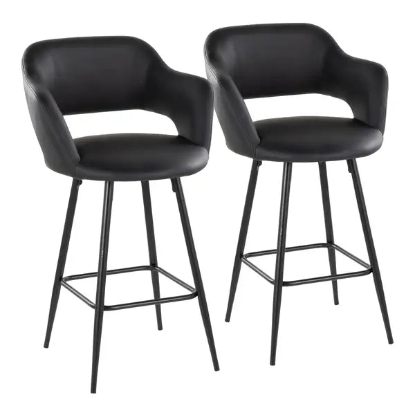 LumiSource Margarite Black Counter Stools - Set of 2, 26" Fixed Height