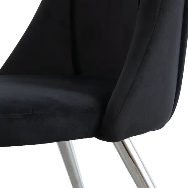 Black Velvet Dining Chairs Set of 4 - Modern Chrome Legs, Bedroom & Desk - Minihomy