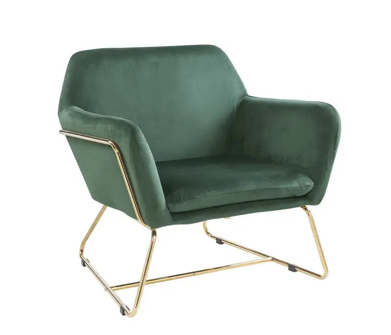 Keira Green Velvet Accent Chair - 29.5" Metal Legs