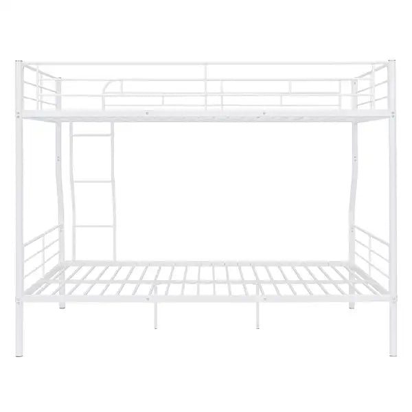 Full XL Over Queen Metal Bunk Bed Frame - White - Minihomy