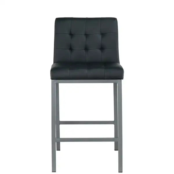 Modern Bar Stools, Set of 2, Black PU Leather with Metal Legs, Kitchen & Restaurant - Minihomy