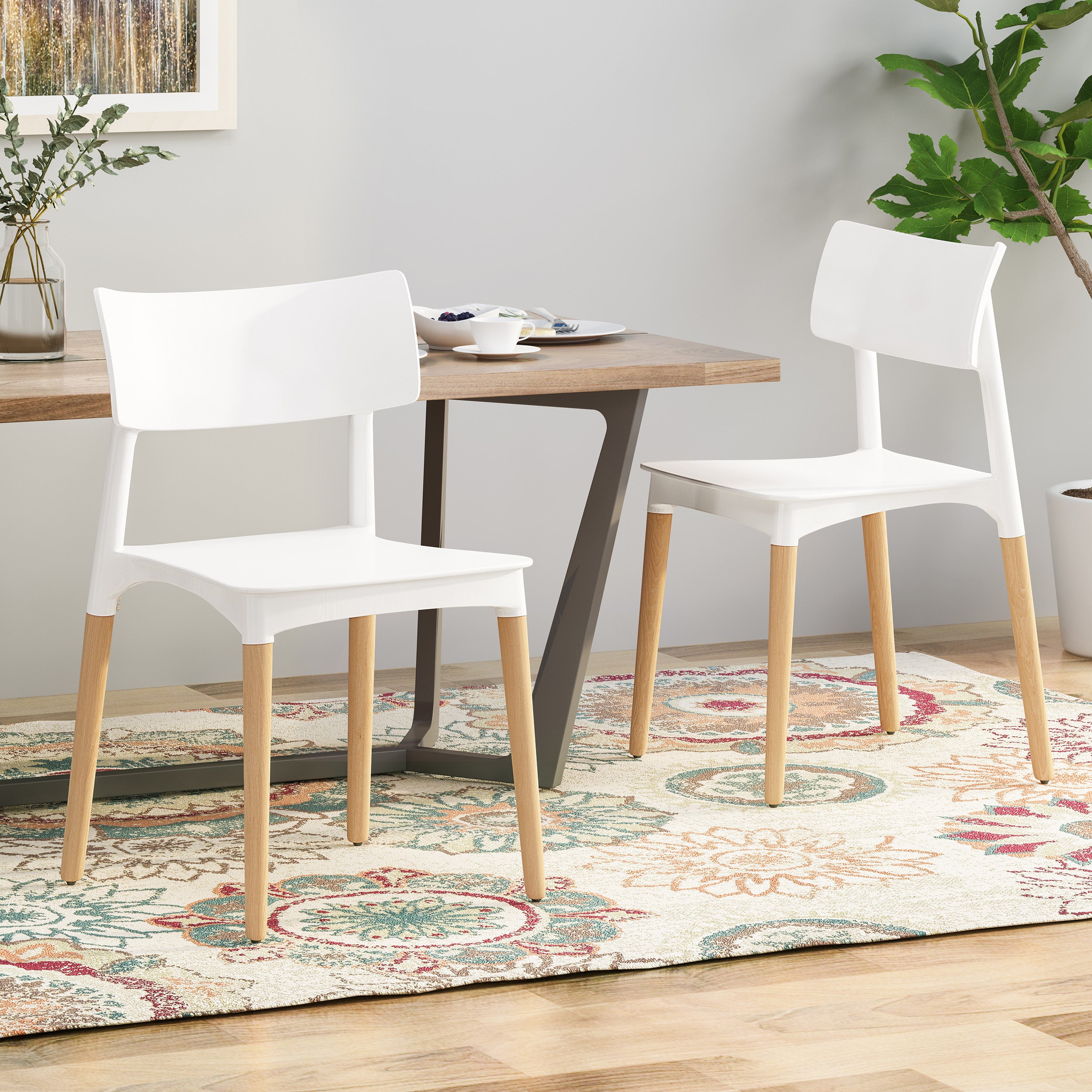 2 Pack Plastic Dining Chairs - Comfortable & Durable