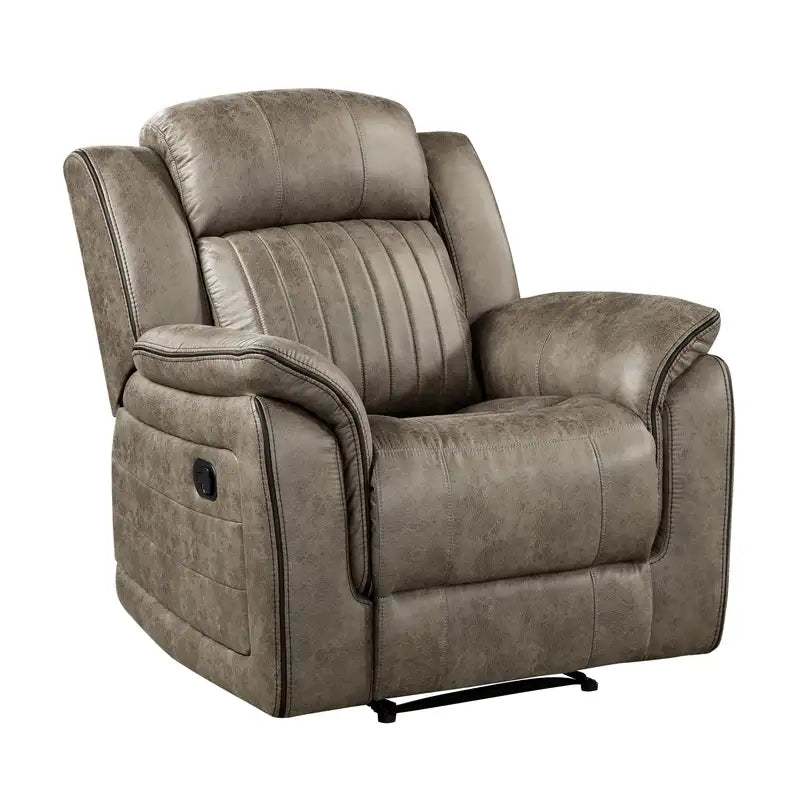 Luxury Sandy Brown Recliner with Plush Pillow Top Arms