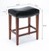 Dark Brown Leather Barstools - Set of 2 - Minihomy