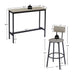 Grey Bar Table Set with 2 Stools, PU Soft Seat & Backrest, 43.31" L - Minihomy