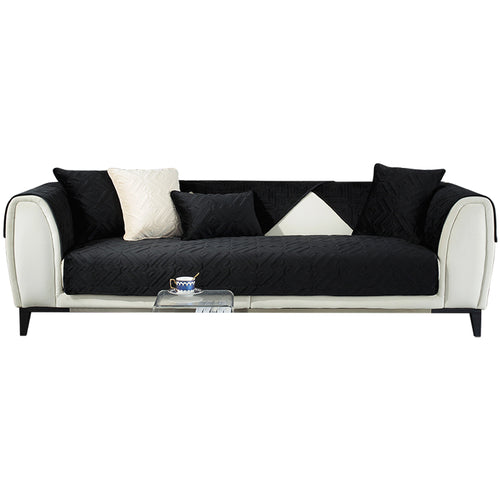 Black Sofa Cushion Winter Plush Thickened Non-slip Sofa Leather Sofa Cover