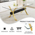 Modern Glass Dining Table with Gold Legs - 71"x35.4"x30" - Home & Office Desk 1105 - Minihomy