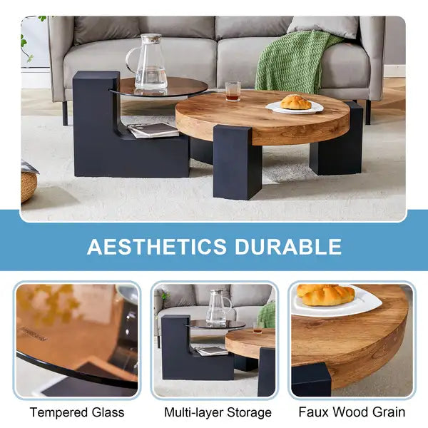 Detachable Double-Decker Coffee Table: Stylish & Flexible Space-Saving Design - Minihomy