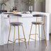 Luxury Velvet Bar Stools Set of 2, Grey - High Back, Metal Legs, Modern Kitchen Dining Chairs - Minihomy