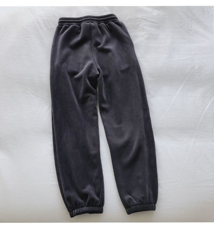 Sports Pants Female Fleece Lined Thick Loose Outerwear Casual Pants