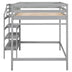 Full Size Loft Bed with Storage Staircase & Clothes Hanger - Gray - Minihomy