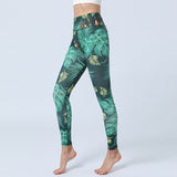 Leaves Printed Yoga Pants Women's High Waist Hip Lifting Leggings