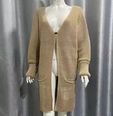 Solid Color Loose Knitted Sweater Mid-length Coat