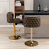 Brown Swivel Barstools Set of 2 - Adjustable Height, Tufted Back, Modern PU Upholstery for Kitchen Island & Pub - Minihomy