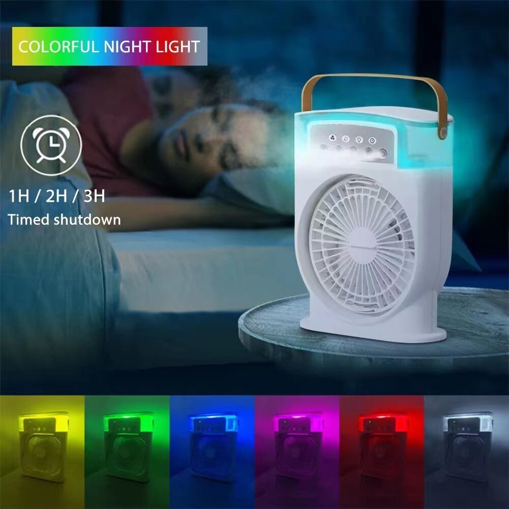 Portable USB Air Conditioner Cooling Fan With 5 Sprays 7 Color Light 600ML Water Tank Spray Mist Air Cooler Humidifiers - Minihomy