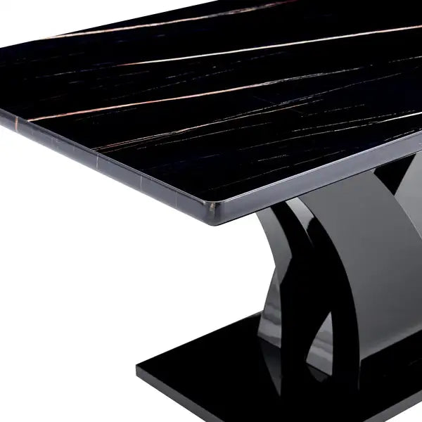 Black Modern Dining Table with MDF Legs - F-790 for Home & Office - Minihomy