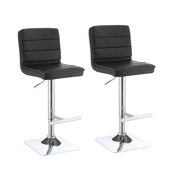 Black & Chrome Adjustable Bar Stools (2-Pack)