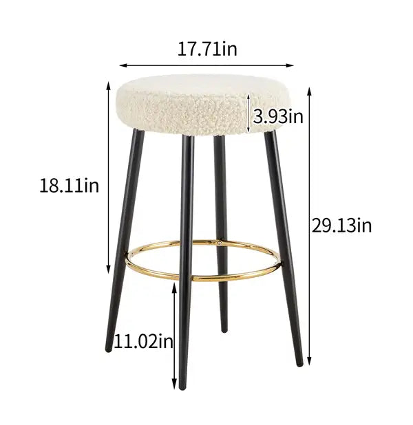 Counter Height Bar Stools Set of 2 - PU Upholstered Dining Chairs with Golden Footrest for Kitchen Island - Minihomy