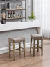 A&A Furniture Gray Faux Leather Counter Height Bar Stools (Set of 2) - 26" Backless, Farmhouse Style - Minihomy