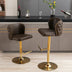 Brown Swivel Barstools Set of 2 - Adjustable Height, Tufted Back, Modern PU Upholstery for Kitchen Island & Pub - Minihomy