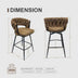 Brown Leather Woven Bar Stools Set of 4, Swivel Counter Stools with Backrest & Footrest, Black Legs - Minihomy