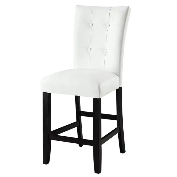 Modern White & Black Tufted Counter Height Stools (Set of 2)