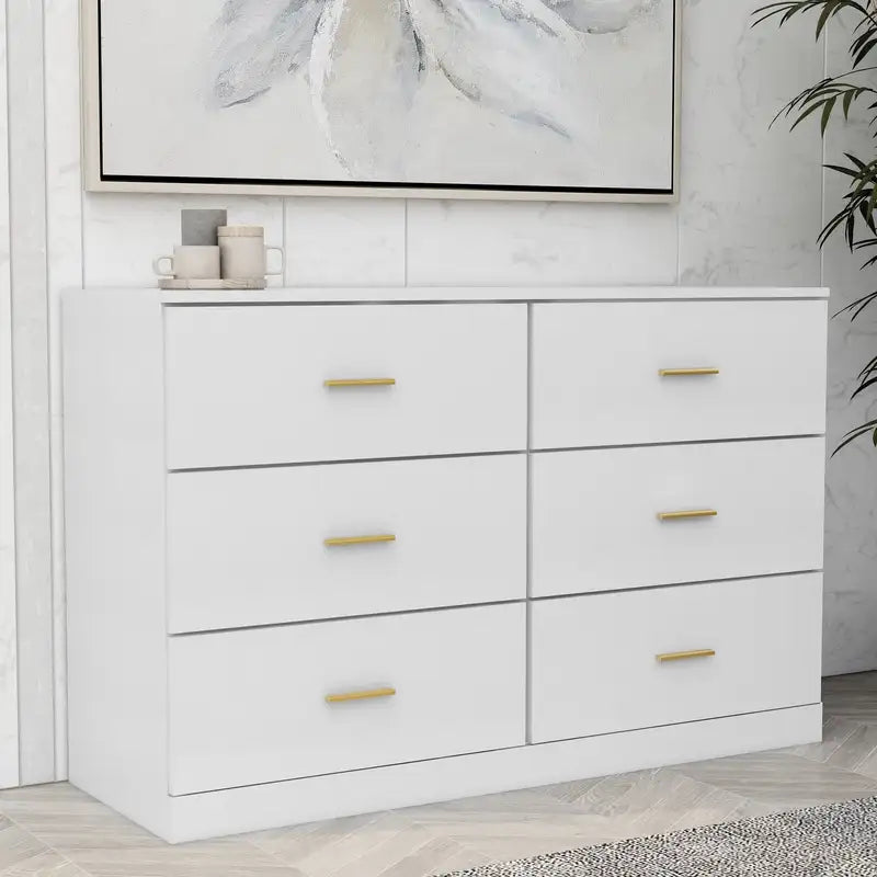 White 6-Drawer Dresser: Modern Bedroom Chest, Ample Storage