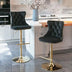 Black Velvet Bar Stools with Backs - Adjustable Height, Set of 2 - Modern Kitchen & Pub Barstools - Minihomy