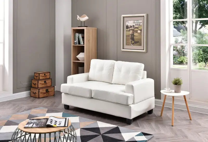 White Transitional Loveseat - Charming & Elegant Sofa