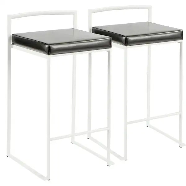 LumiSource Fuji White Counter Stools - Set of 2, Stackable