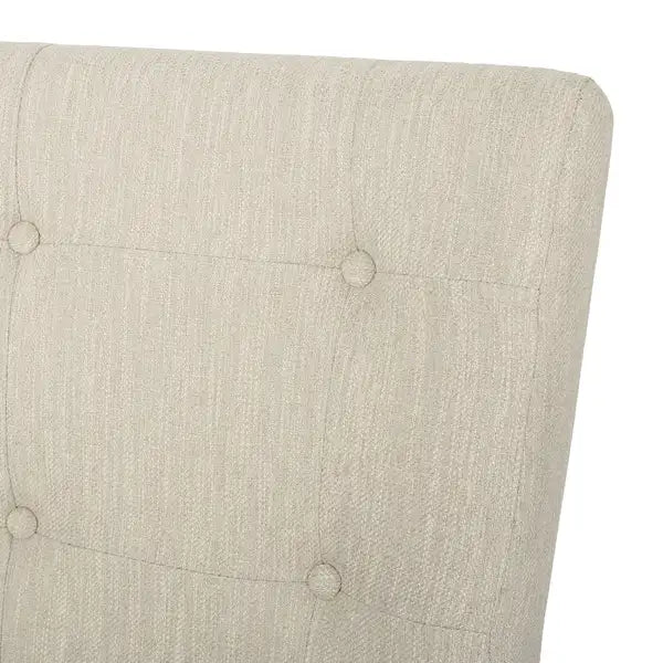 Beige Fabric Button Tufted Counter Stools (Set of 2) - 26 Inch Contemporary Design - Minihomy