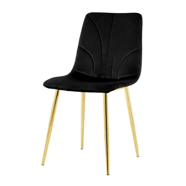 Modern Black Dining Chairs Set of 4, Simple Luxury Home Bedroom Stool with Gold Metal Legs - Minihomy