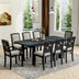 9 Piece Rustic Dining Table Set with Extendable Top, 6 Armless Chairs & 2 Arm Chairs, Black - Minihomy