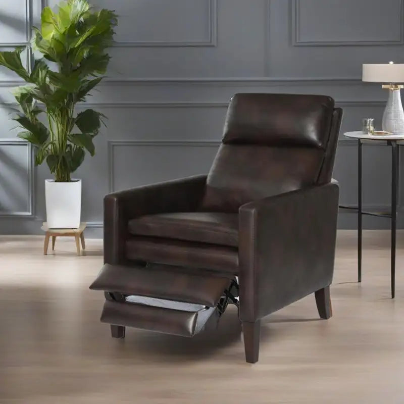 Vaughn Brown Faux Leather Push-Back Recliner